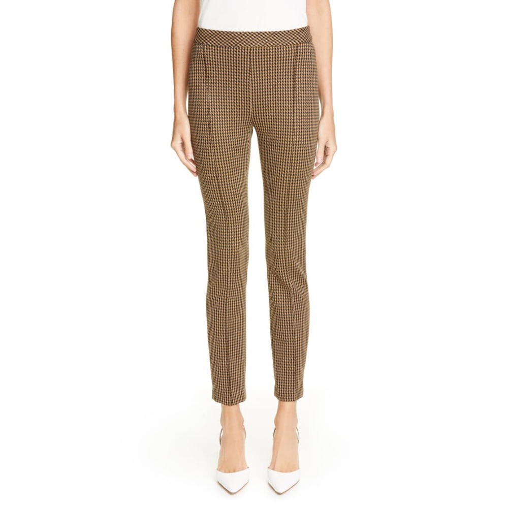Rosetta Getty Skinny Houndstooth Pants Brown Trousers Size XL
